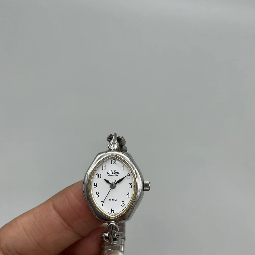 Helm's Womens Watch 19mm White Dial Silver Tone Expansion Bracelet New Battery